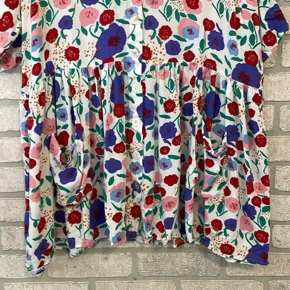 Petal & Pup Keats Floral Babydoll Mini Shirt Dress size S/M - Picture 5 of 10